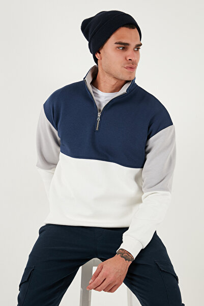 Buratti Color Block Regular Fit Half Zipper Stand Collar Sweat Men's Sweat 5905719