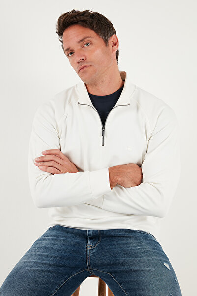 Buratti Cotton Relaxed Fit Half Zipper Stand Collar Sweat Men's Sweat 5901232