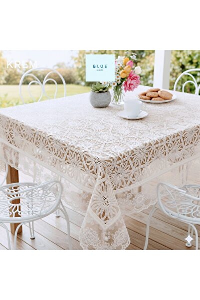 Blue Home 🆕 Lace Look Easy to Clean Non-Slip Liquid-Proof Hole-Free Pvc Tablecloth 120 cm X 150 cm