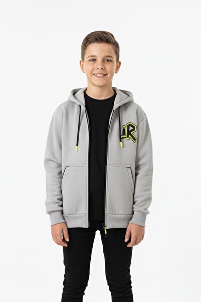 NEWKİDS Hooded Zippered Kangaroo Pocket Boys' Sweatshirt