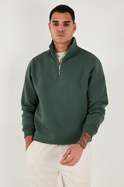 Buratti Ανδρικό φούτερ από βαμβακερό ύφασμα Regular Fit με μισό φερμουάρ και όρθιο γιακά SWEAT 59052592