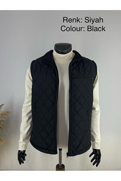 Sadık Collection Men's Windproof and Rainproof Classic Quilted Vest with Fleece Inside 0112