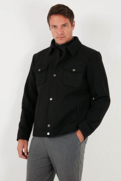 Buratti Slim Fit Jacket Collar Lined Cashmere Coat Men's Coat 58400347