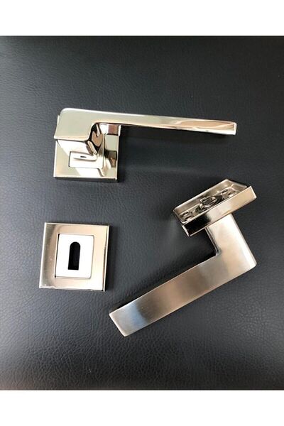 Sofuoğlu Mâner de ușă cu rozetă pătrată din nichel și satinat - Anka