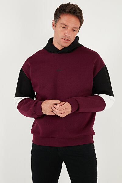 Buratti Cotton Relaxed Fit Hooded Inside Fuzzy Soft Ribbed Sweat Men's Sweat 5905299