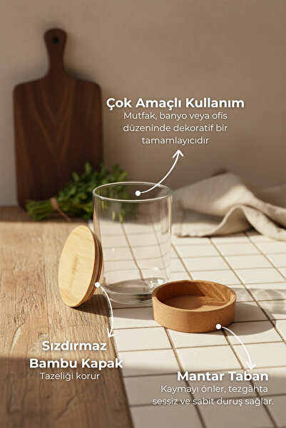 Bambum Corki - Glass Storage Container with Cork Base 130ml