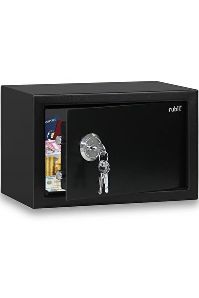 RUBIK Small Key Safe Box, Manial Safety Box Locker for Personal Use RB20K (20x31x20cm) Black