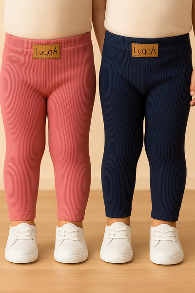 Baby&Kids Kız Çocuk 2'li Fitilli Pamuklu Tayt Seti - Renkli