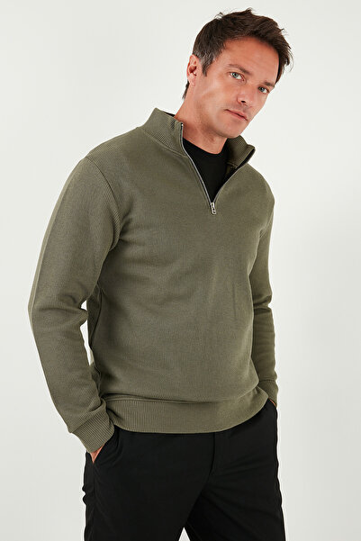 Buratti Cotton Relaxed Fit Half Zipper Crew Neck Knitted Sweat Men's Sweat 5901076