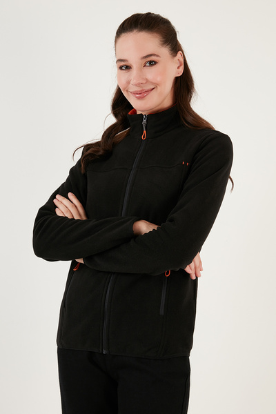 Lela High Collar Zipper Pocket Fleece Cardigan Women's Fleece 5907002