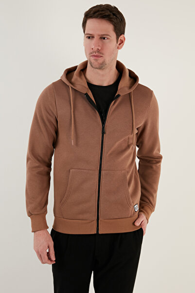 Buratti Ανδρικό φούτερ Regular Fit με κουκούλα με φερμουάρ, μαλακό εσωτερικό με χνούδι, χειμερινό φούτερ S επένδυση fleece SWEAT 5905340