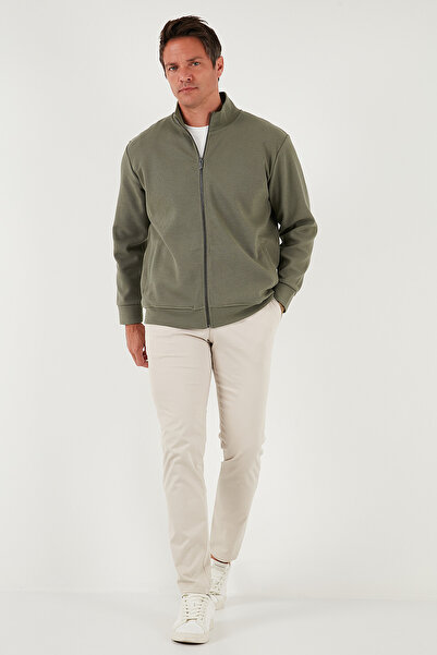 Buratti Cotton Regular Fit Mock Neck Zippered Cardigan Men's Cardigan 5901077