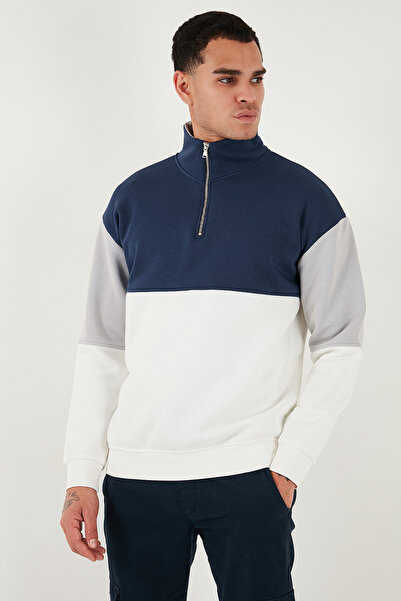 Buratti Color Block Regular Fit Half Zipper Stand Collar Sweat Men's Sweat 5905719