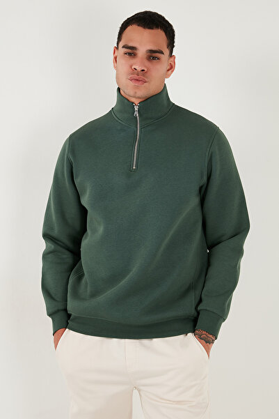 Buratti Ανδρικό φούτερ από βαμβακερό ύφασμα Regular Fit με μισό φερμουάρ και όρθιο γιακά SWEAT 59052592