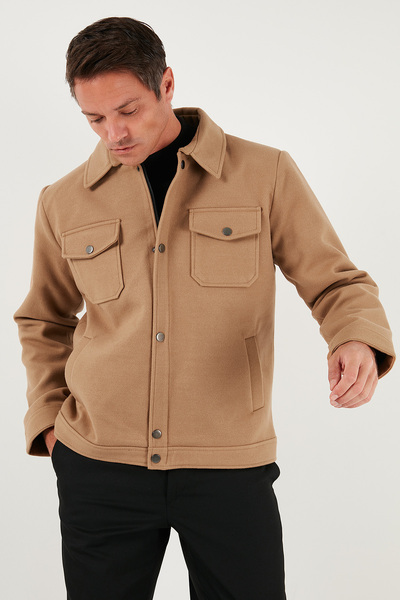 Buratti Slim Fit Jacket Collar Lined Cashmere Coat Men's Coat 58400347