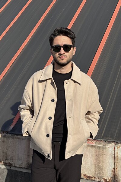 inpool Old Money Culture Shirt Collar Oversize Stamp Jacket - Buttoned, 24USEC05