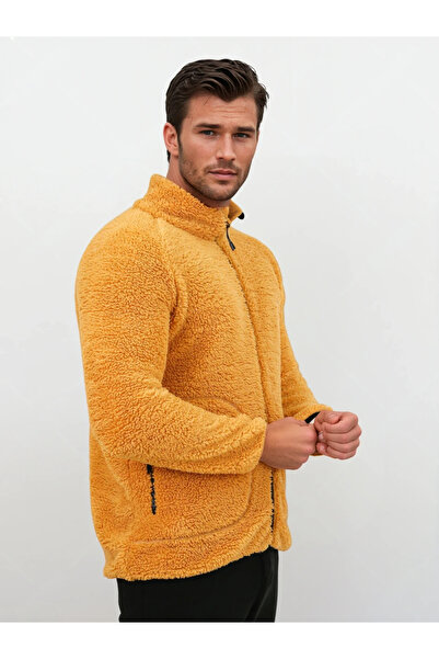 OXVİN Wool Plush Fur Lamb Welsoft Jacket with Bone Zipper and 3 Pockets Detail (Full Size)