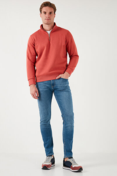 Buratti Cotton Regular Fit Half Zipper Stand Collar Sweat Men's Sweat 59052592