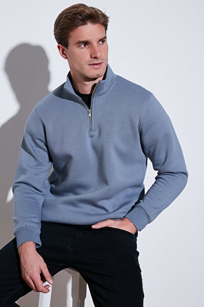Buratti Ανδρικό φούτερ από βαμβακερό ύφασμα Regular Fit με μισό φερμουάρ και όρθιο γιακά SWEAT 59052592