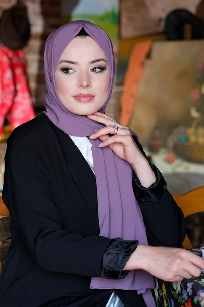 HÜRREM BONE Șal de școală din mătase Medine mov, simplu, clasic 202103_22