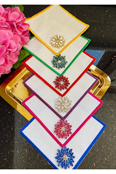 ELÇİÇEK HOME Presentation Napkin, Cocktail Napkin, Coffee Side Presentation Napkin 6Pcs