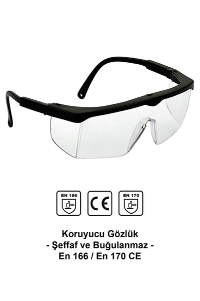 Genel Markalar Koruyucu Gözlük - Şeffaf ve Buğulanmaz - En 166/ En 170 Ce