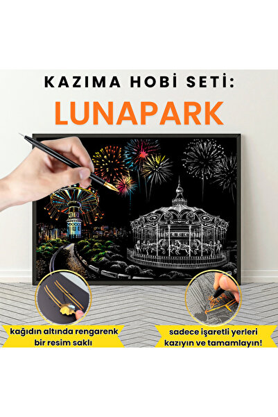 minyaturia Kazıyarak Çizim Hobi Seti – Kazıma Kalemi ve Ekstra Çizim Kağıdı Hediyeli - Kazıyarak Boyama Seti
