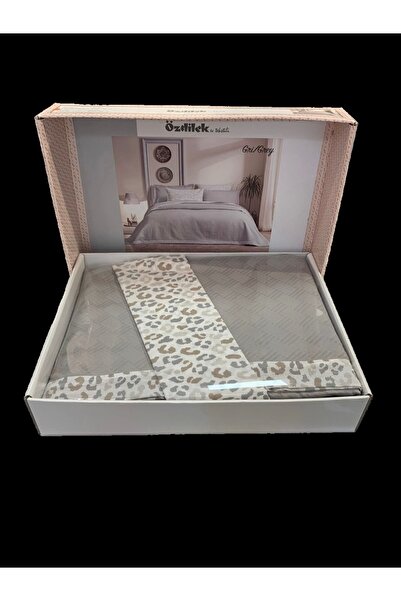 Özdilek Sarmaşık Single Jacquard Piped Piece Pike Set - Gray