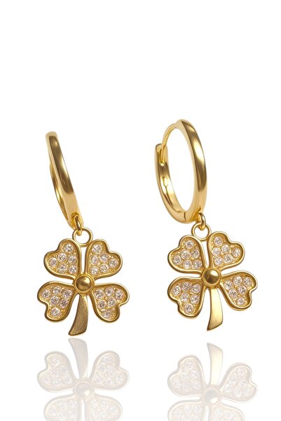 Hakan Güler Kuyumculuk 14 Ayar Altın Yonca Model Halka Küpe