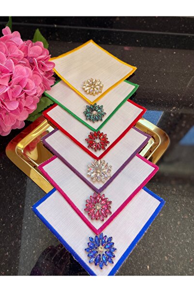 ELÇİÇEK HOME Presentation Napkin, Cocktail Napkin, Coffee Side Presentation Napkin 6Pcs