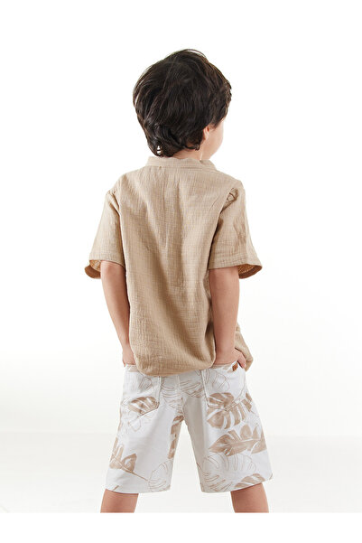 Midimod Boy Muslin Shirt Gabardine Shorts Set