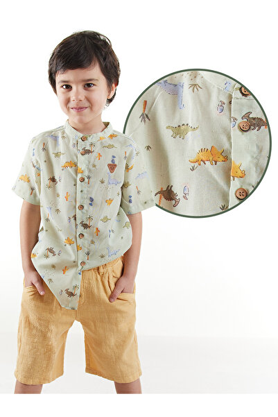 Midimod Boy's Festive Shirt Muslin Shorts Set