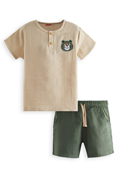 Denokids Tiger Summer Boy Muslin Shorts Set