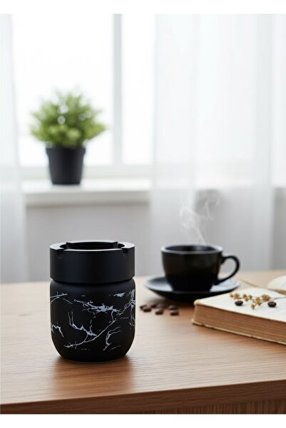 VESTA Concept Unscented Glass Ashtray with Marble Pattern – Smokeless and Stylish Design