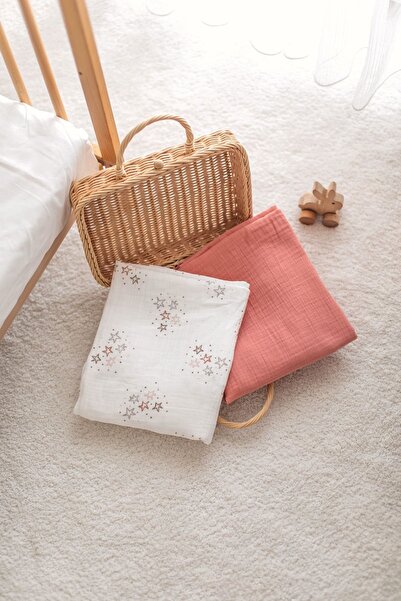 Bedeca Set of 2 100% Organic Cotton Muslin Baby Blanket - Star Printed 90x100...