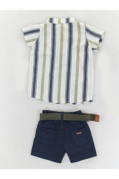 Midimod Baby Boy 3-Piece Set Navy Shirt Shorts Belt Set