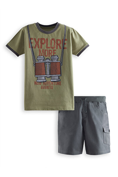 Denokids Explore Boy's T-Shirt Gabardine Shorts Set