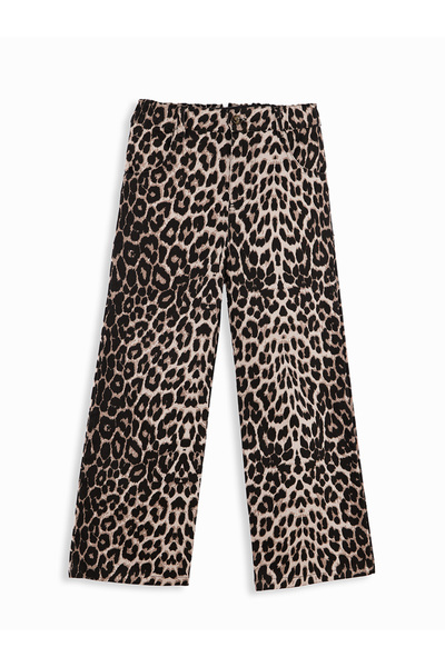 Denokids Leopard Patterned Girl's Gabardine Trousers