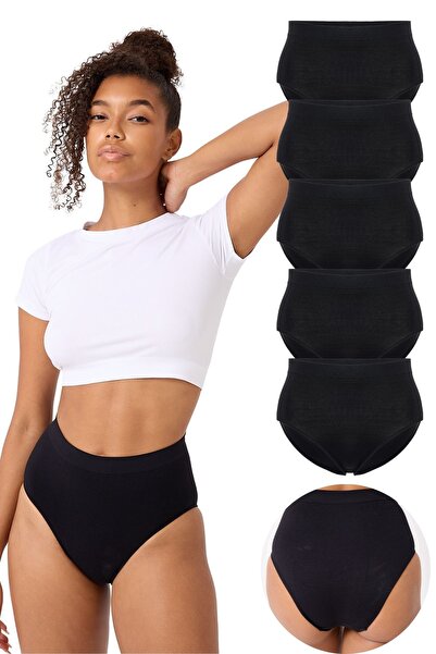 FOREVER MORE 5-Piece Seamless Women's High Waist Bato Slip Panties