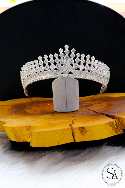 SimgeAksesuar Κομψό και κομψό στέμμα νύφης με κρυστάλλινη πέτρα