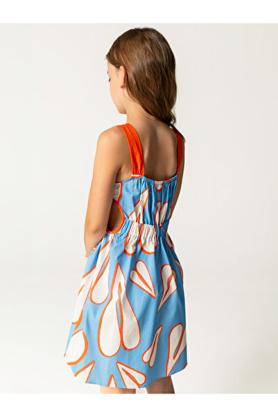 SheShe Rochie albastră pentru fetiță cu bretele cu model de inimă