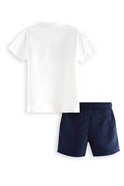 Denokids Dinosaur Boy T-Shirt Muslin Shorts Set