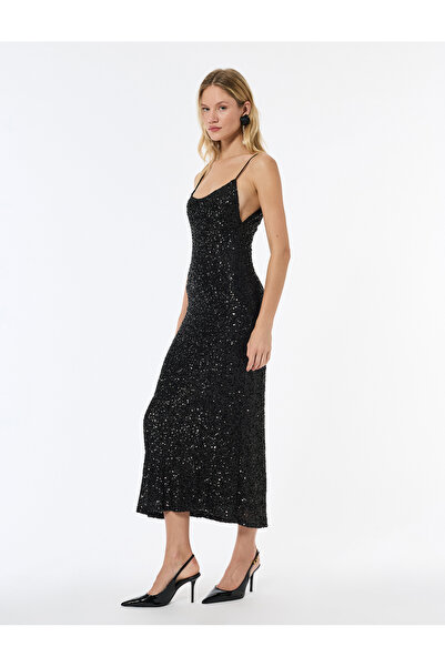 Koton Βραδινό φόρεμα με παγιέτες με λαιμόκοψη σε σχήμα U