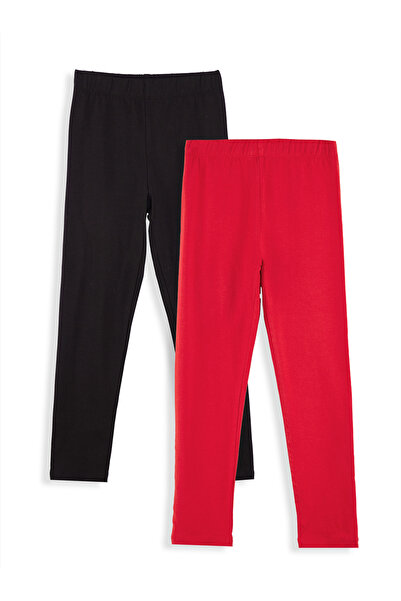 Denokids Black and Red Girl's 2 Pack Leggings