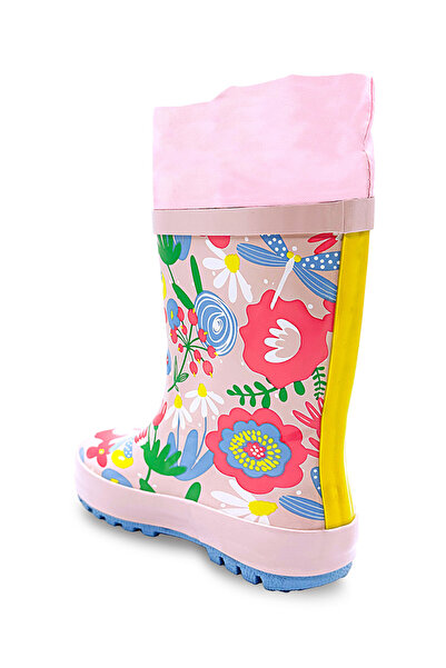 Denokids Dívčí růžové holínky s květinovým motivem Cat Flower