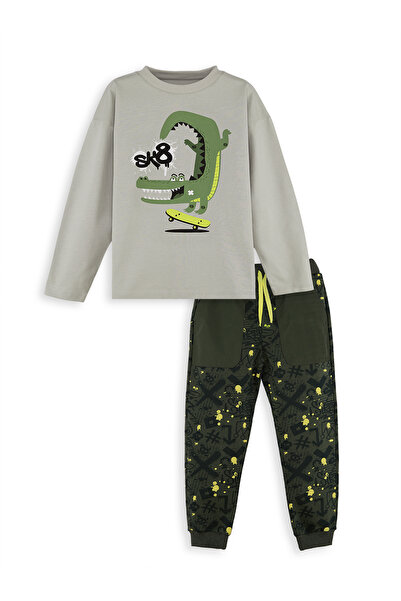 Denokids Crocodile Oversize Boy's T-Shirt Pants Set