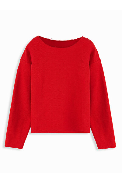 Denokids Crop Top Girl's Red Sweatshirt