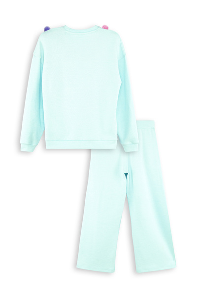 Denokids Girl's Pompom Mint Tracksuit Set