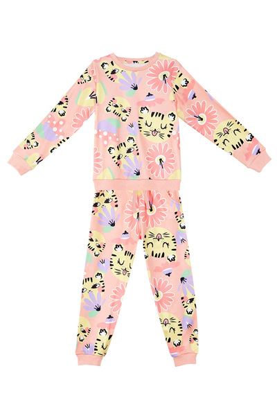 Denokids Floral Cat Girl Tracksuit Set