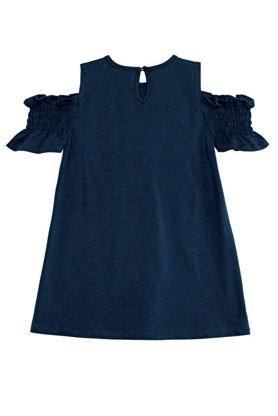 MSHB&G Unicorn Patterned Girl's Navy Blue Summer Combed Cotton Dress - Seahorse